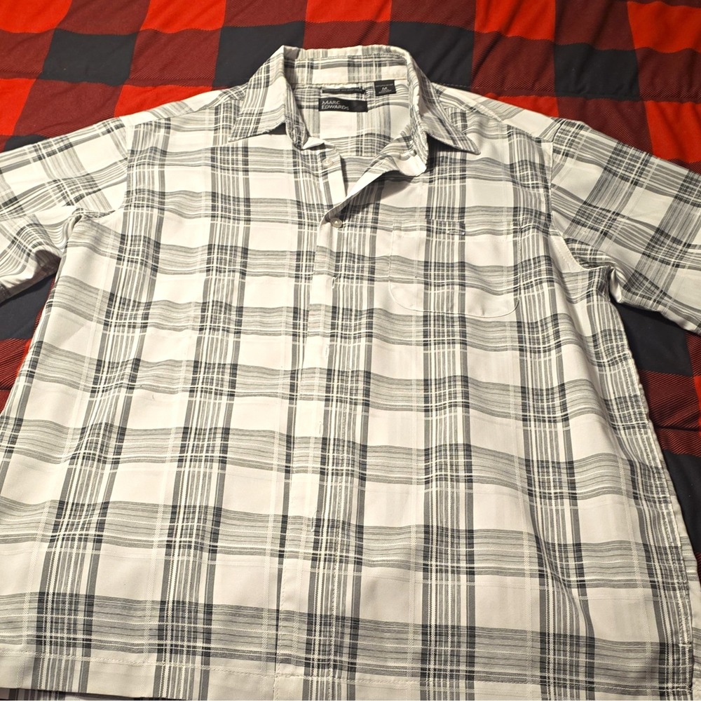 Marc Edwards Men's Microfiber Polyester Plaid Long Sleeve Button-Up M Pockets